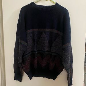 Men's vintage 90's Michael Gerald geometric grandpa sweater Large purple black